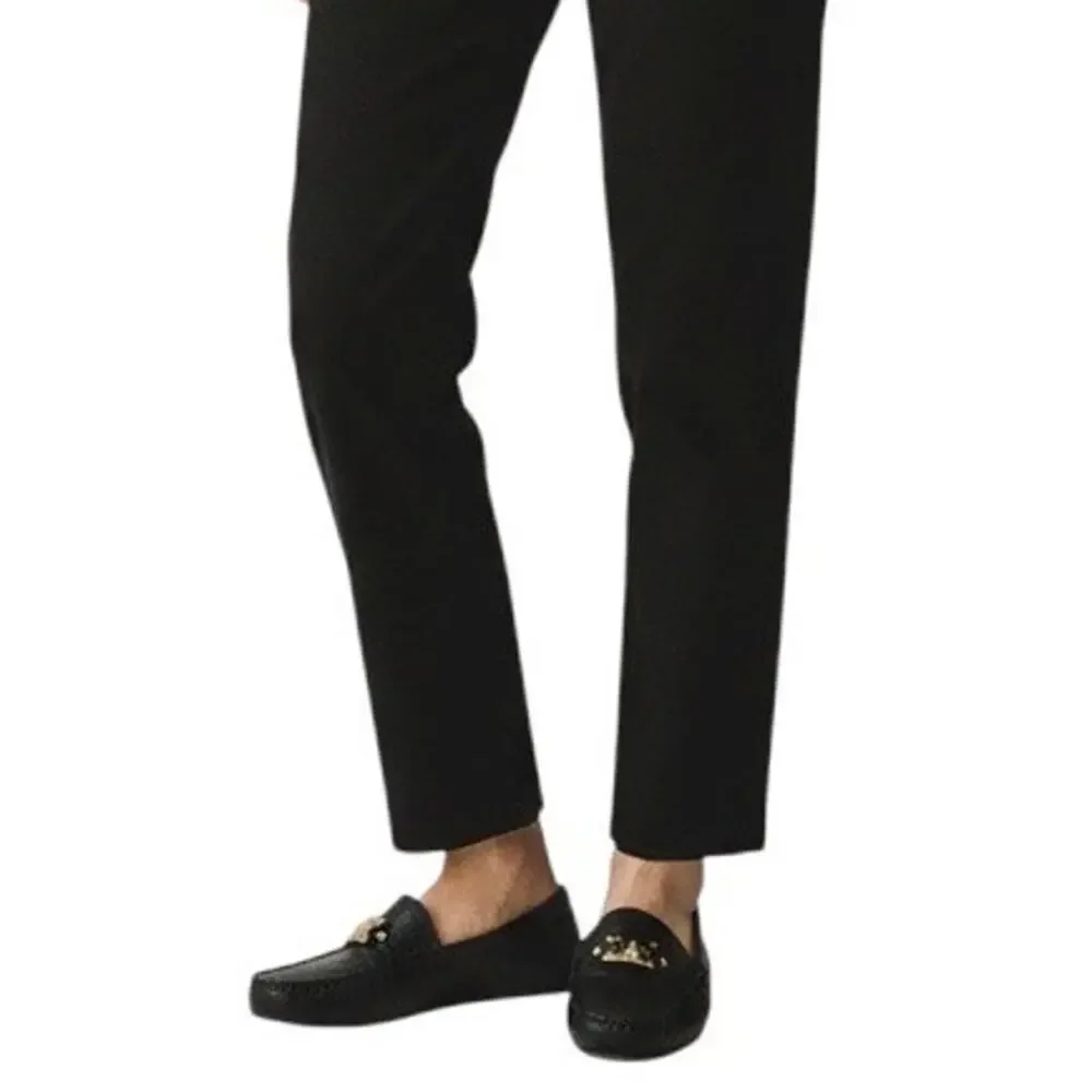 Kate Spade Black Leather Carmen Gold Tone Hardware Loafers